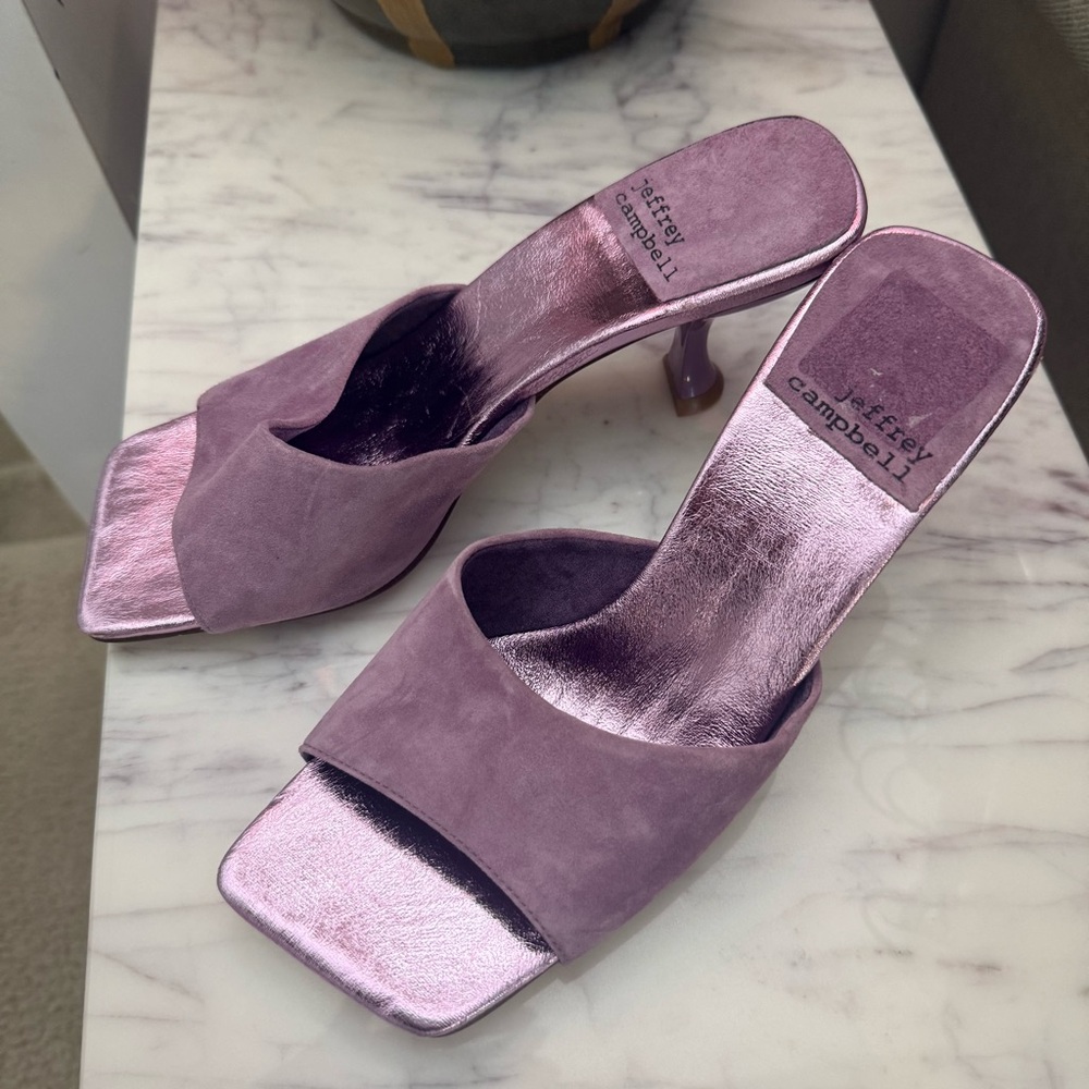 Jeffrey Campbell Mr Big Sandals In Viola Suede And Leather - Picture 6 of 8